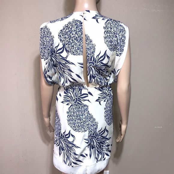 100% silk pineapple print dress size Medium by I. Maddine - Picture 6 of 10